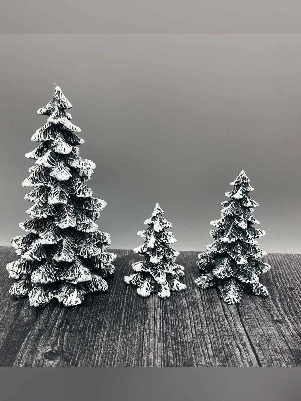 Dept 56 Village Evergreen Trees Set of 3 Cold Cast Porcelain #5205-1